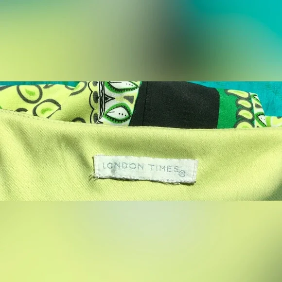 London Times black,green,paisley empire waist mini dress-Size 6-EUC. SUMMER FUN - Picture 8 of 13